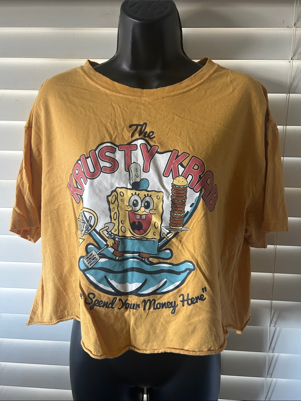 The Krusty Krab SpongeBob Graphic Crop Tee - Mustard Yellow